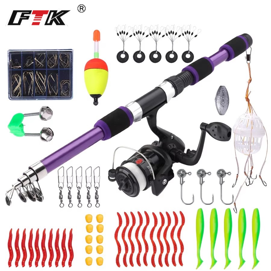 Fishing Rod Carbon Fiber - FTK 1.8M 휴대용 스피닝 낚싯대 릴