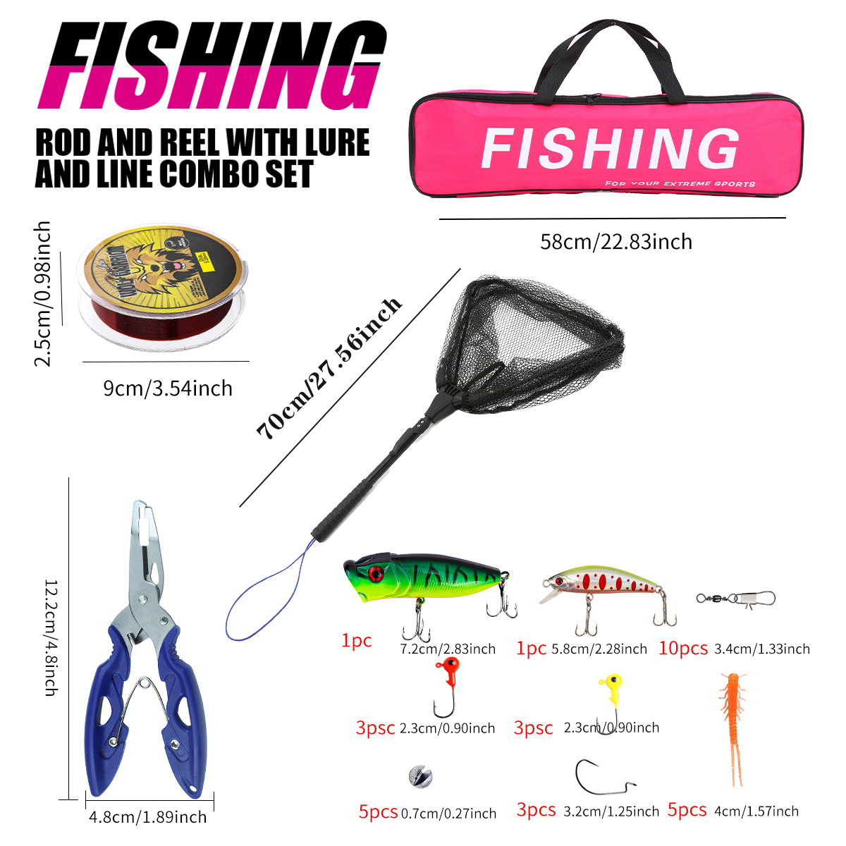 낚싯대 세트 풀 키트, 텔레스코픽 낚싯대와 스피닝 릴, - Fishing Rod Spinning 리뷰 및 가격